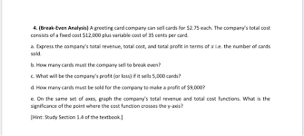 Easily customize greeting cards for every event. 4 Break Even Analysis A Greeting Card Company Can Chegg Com