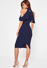 Navy Frill Cold Shoulder Midi Dress Sponsored Cold Ad Frill Navy Dresses Midi Dress Navy Midi Dress
