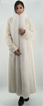 White Mink Fur Coat With White Fox Fur Tuxedo Trim