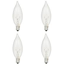Sylvania 15 Watt Double Life B8 Bent Tip Incandescent Light Bulb 4 Pack 10614 The Home Depot
