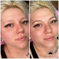 This ✨TRANSFORMATION✨ though 😍 Microblading only! ✍️ Created a natural  fuller look with hair-like strokes! I am absolutely in love with how these  turned out! *chefs kiss* 😍 #solbeautycheyenne #microblading  #permenantmakeup #browsonfleek #