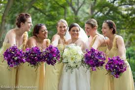 Yellow Bridesmaids Dresses Purple Bouquets Wedding Bridesmaids Yellow Bridesmaid Dresses Bridesmaid Dresses