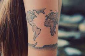 Creative Map Tattoos For The Traveling Type Map Tattoos World Map Tattoos Tattoos