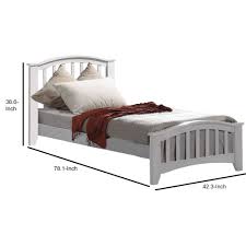 Product name mission oak ii twin panel bed. Mission Style Wooden Twin Bed With Arched Slatted Headboard And Footboard White Overstock 29714110