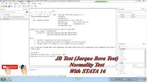 Jb Test Jarque Bera Test Normality Test With Stata 16 Youtube