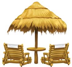 Transparent Tiki Beach Umbrella And Chairs Png Clipart Beach Clipart Beach Lounge Chair Clip Art