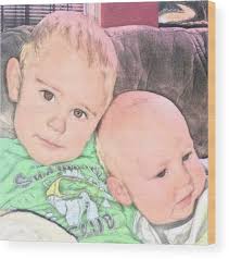 love My #grandsons #sawyer & #fischer Wood Print by Lori Lynn Gager