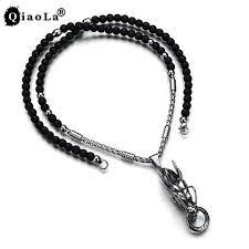 3d Dragon Pendant Necklace Viking Stainless Steel Black Beads Chain Link Vintage Pendant Choker Men S Necklace New Lucky Lucky Jewelry Men S Necklace Necklace