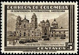 Metropolitan Cathedral Bolivar Square Bogota Postage Stamps Colombia Stamp Collecting