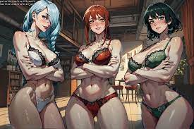 Mei Mei, Makima and Fubuki in lingerie - Rule 34 AI Art