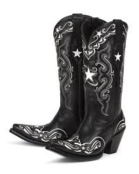 Black And White Cowboy Boots Women S Starr Boot Black White Boots Star Boots Black Cowgirl Boots