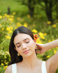 Luna Green Enamel Gold Hoops