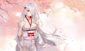 Mine is white hair with red eyes. Hd Wallpaper White Hair Anime Girls Original Characters Kimono Red Eyes Wallpaper Flare