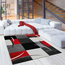 Kunstfelle / fell imitate schauen täuschend echt aus und gehören als wohnaccessoire zu jeder modernen einrichtung. Dianna Teppich Hochwertig Design Modern Karo Muster Rechteck Grau Rot Jugendteppich Teppich4kids