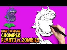 Color pages zombie coloring pages printable plants vs zombies coloring pages printable and coloring book to print for free. Huzzaz How To Draw Plants Vs Zombies Chomper Easy Step By Step Drawing Lessons For Kids