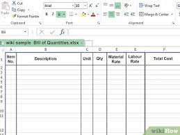Bill of quantities the essentials to completing your boq throughout bill of quantities excel template. How To Prepare A Bill Of Quantities 15 Steps With Pictures