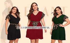 Add to cart size chart: Romwe Women S Plus Size Short Sleeve Leopard Print Belted Casual Tunic Midi Dress At Amazon Women S Clothing Store