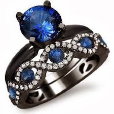 Black And Blue Engagement Rings Blue Diamond Engagement Ring Bridal Set 14k And 18k Black Gold Sapphire Engagement Ring Blue Blue Diamonds Engagement Engagement Rings Bridal Sets
