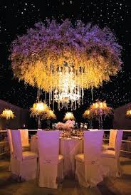 Breathtaking Floral Hanging Centerpiece Blending Exquisitely With The Stringlights For This Luxurious Wed Wedding Decorations Wedding Centerpieces Wedding