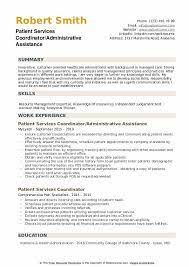 Linda cataldo and the division of oral diagnosis. Patient Services Coordinator Resume Samples Qwikresume