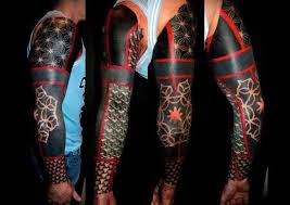 Black And Red Tattoo Sleeve 70 Red Ink Tattoo Designs For Men Masculine Ink Ideas Best Sleeve Tattoos Geometric Tattoo Sleeve Designs Red Ink Tattoos