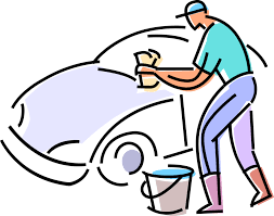 Car Wash Attendant Washes Vehicle Vector Image