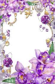 Purple Flowers Golden Floral Png Flower Frame Png Flower Frame Borders And Frames