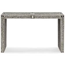 Black And White Inlay Console Table Ananda Global Bazaar Black And Cream Bone Inlay Console Table Bone Inlay Console Table Cream Console Table