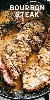 Skillet Bourbon Steak Recipe Beef Steak Recipes Delicious Beef Recipe Recipes