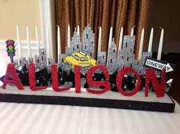 Candle Lighting Sign For A Nyc Theme Mitzvah Family Spotlight On This Great Party Coming Soon On Ww Sweet 16 Themes New York Theme Party Sweet 16 Pool Parties