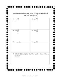 Quiz and questions 24 september 2012 (m) midterm review #2 at 6:30pm; Calculus Product And Quotient Rule Worksheets And Graphic Organizer