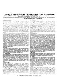 Pdf Vinegar Production Technology An Overview