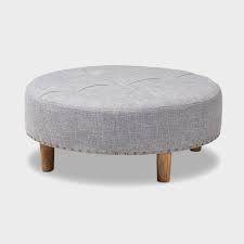Jun 11, 2021 · darien gray 3 pc table set with storage ottomans ottoman grey round end tables. Vinet Natural Wood Cocktail Ottoman Gray Baxton Studio Target