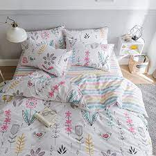 amazon com highbuy floral print kids girls bedding duvet cover set twin cotton striped reversible stripe pattern nav kids duvet cover bedding sets girls duvet