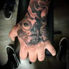 Tattoo By Guivy Art For Sinners Tattoo Geneva Switzerland Catrinatattoo Santamuerte Handtattoo Knuckle Main Tatouage Tatoueur Tatoueuse Geneve