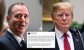 Trump Lashes Out At Schiff He S Just A Political Hack Who S Trying To Build A Name For Himself Daily Mail Online