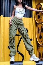 Black And Yellow Cargo Pants Ribbon Cross Pockets Casual Jogger Pants In 2020 Cargo Pants Outfit Aesthetic Clothes Cool Outfits