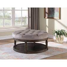 38 w round ottoman coffee table tufted velour upholstery blush modern classic. Best Master Furniture Upholstered Round Tufted Ottoman Coffee Table On Sale Overstock 28249765