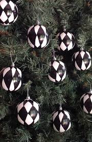 Black And White Christmas Tree Ornaments Hand Painted Black And White Harlequin Ornaments By Paintingbymichele White Christmas Trees Black Christmas Trees Black White And Gold Christmas