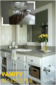 Almost every item in a bathroom is essential, and vanities are no exception. Old Builder Grade Bathroom Vanity Makeover Plus Tutorial Sypsie Designs Bathroom Vanity Makeover Vanity Makeover Diy Bathroom Vanity