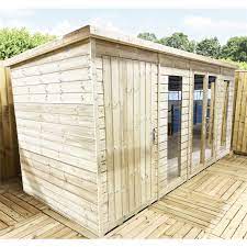 Check spelling or type a new query. 16 X 8 Combi Pressure Treated Tongue Groove Pent Summerhouse With Higher Eaves And Ridge Height Side Summerhouse Toughened Safety Glass Euro Lock With Key Super Strength Framing Shedsfirst