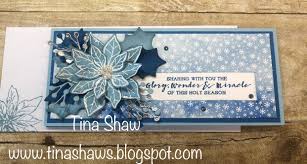 Add some bling, and consider your project finished. Poinsettia Petals Balmy Blue Slim Line Card Poinsettia Cards Christmas Cards Handmade Christmas Cards To Make
