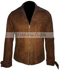 Allied Brad Pitt Max Vatan Brown Suede Leather Jacket Leather Jacket Brown Suede Jacket Leather Jacket Men