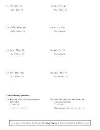 To download free algebra answer keys: Factoring Quadratic Expressions