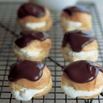Shallow Fried Fish Profiteroles Hot Chocolate Sauce Choux Pastry