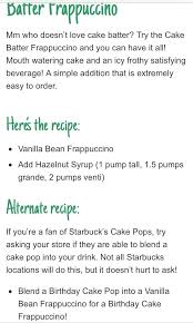 Starbucks Vanilla Birthday Cake Batter Frappuccino Cake Batter Frapp Starbucks Secret Menu Secret Menu Cake Batter
