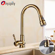 Modern Luxury Brass Gold Kitchen Faucet Rotatable Mixer Pull Out Sink Tap Single Sharp Handle Single Hole Hot Cold Water Kitchen Faucets Aliexpress