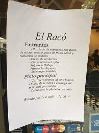 We have learnt, we have made mistakes, but we have always been there and we will carry on working to ensure we will still be there. Carta Del Menu Picture Of El Raco Madrid Tripadvisor