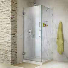 Dreamline Unidoor Lux 30 In X 30 3 8 In X 72 In Frameless Corner Hinged Shower Enclosure In Chrome Shen 2330300 01 The Home Depot In 2020 Frameless Shower Enclosures Frameless Shower Doors Shower Enclosure