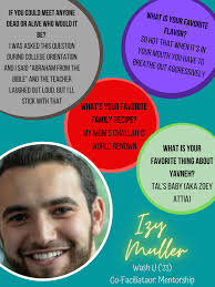 Meet Izy Muller! He is in his second year at Wash U studying Psychology. He  is one of the co-facilitators of the Mentorship and is super excited to  work this year to